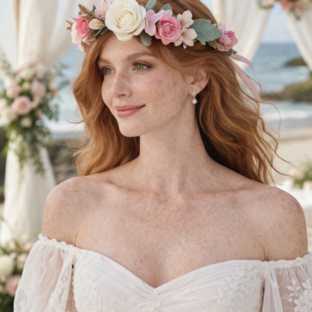 Vintage Pink Silk Flower Crown Halo